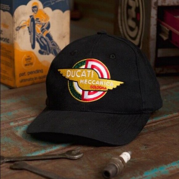 Ducati Meccanica Black Embroidered Cap Hat - NEW FAST SHIPPING - Picture 1 of 4